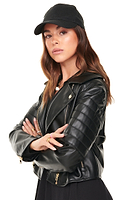 Thumbnail for Black Vegan Leather Biker Jacket - nfd-demo-dev