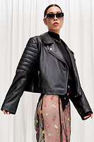 Thumbnail for Black Vegan Leather Biker Jacket - nfd-demo-dev