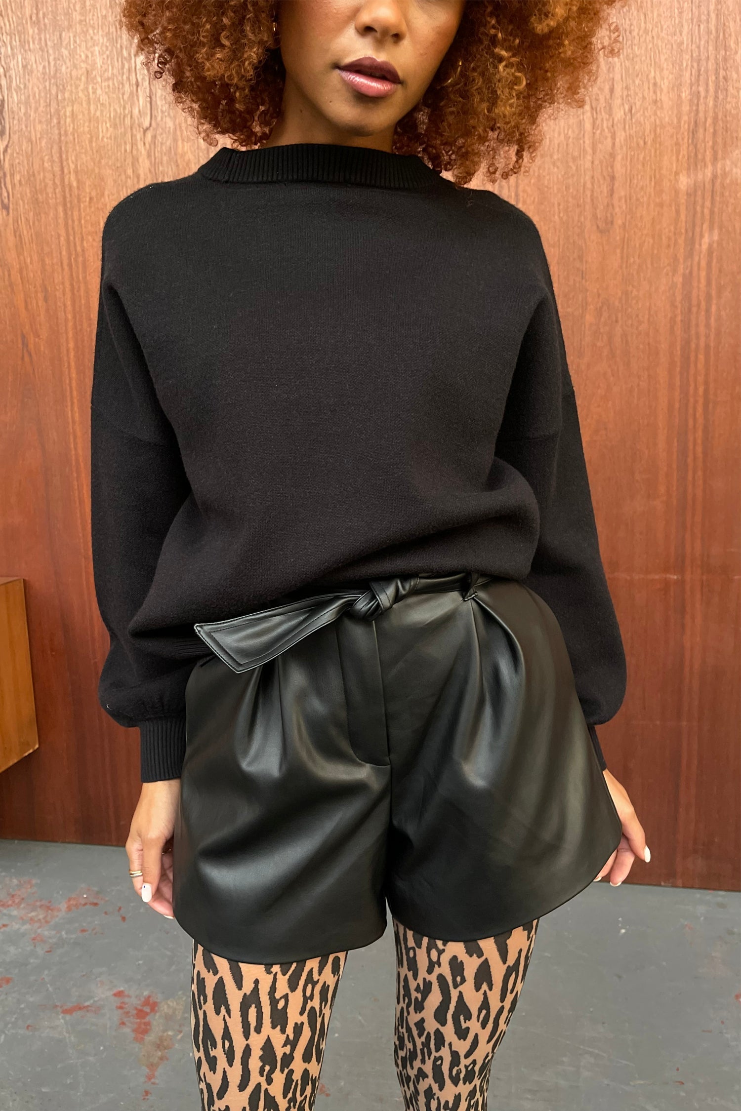 Black Vegan Leather Shorts - nfd-demo-dev