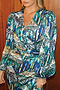 Blue Gaia Wrap Top With Gold Fleck