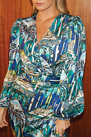 Thumbnail for Blue Gaia Wrap Top With Gold Fleck - nfd-demo-dev