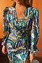 Blue Gaia Wrap Top With Gold Fleck