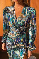 Thumbnail for Blue Gaia Wrap Top With Gold Fleck - nfd-demo-dev