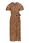 Brown Leopard Zsa Zsa Wrap Dress - Curve