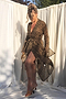 Brown Sheer Leopard Wrap Dress