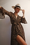 Brown Sheer Leopard Wrap Dress