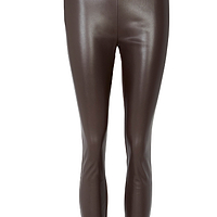 Thumbnail for Chocolate Vegan Leather Ponte Leggings - nfd-demo-dev