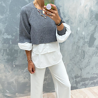 Thumbnail for Contrast Shirt and Knit Top - nfd-demo-dev