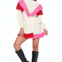 Thumbnail for Cream Ruffle Cable Knit Skirt - nfd-demo-dev