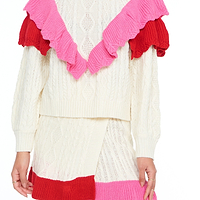 Thumbnail for Cream Ruffle Cable Knit Skirt - nfd-demo-dev