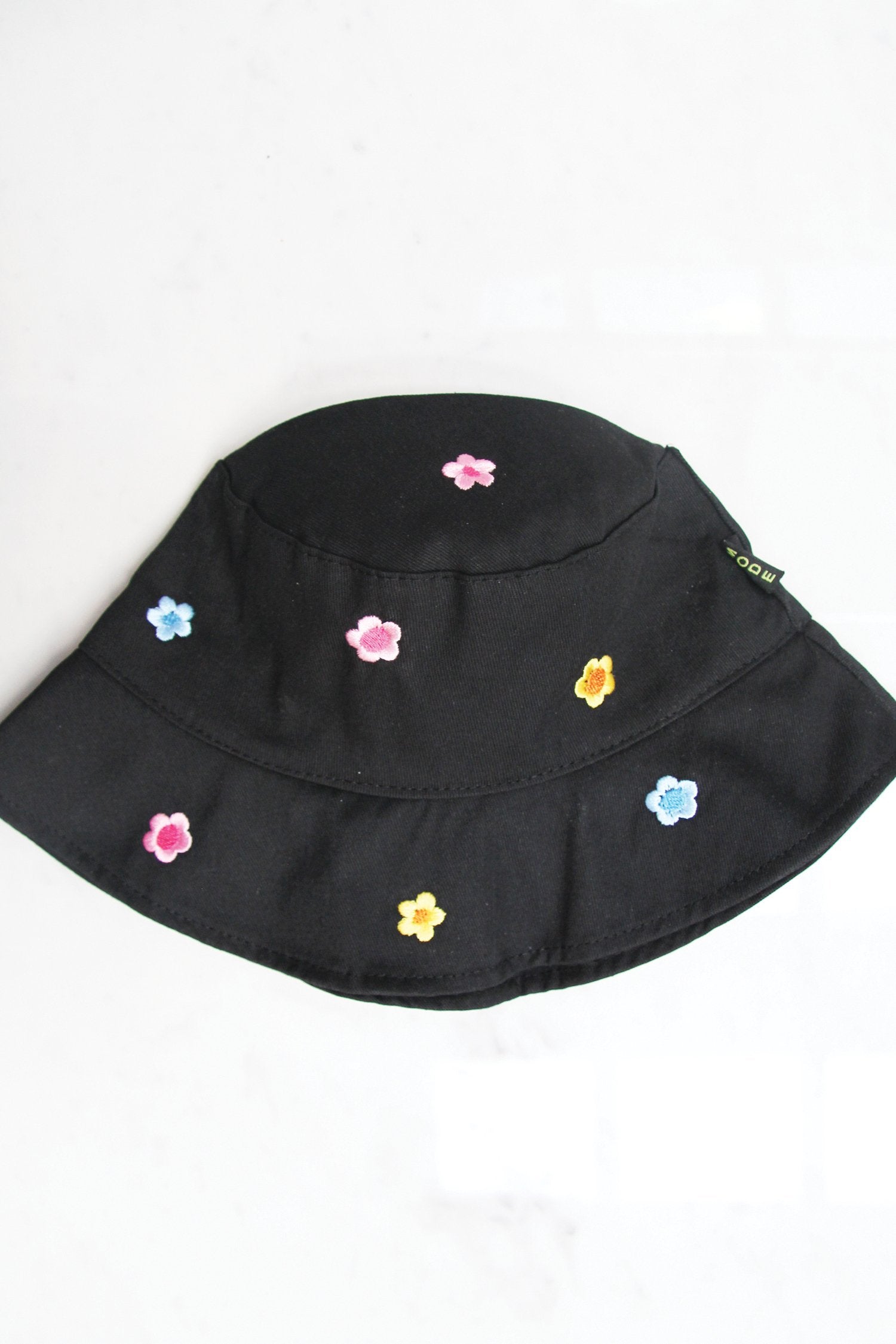 Embroidered Flower Black Bucket Hat - nfd-demo-dev