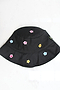 Embroidered Flower Black Bucket Hat