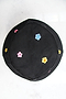 Embroidered Flower Black Bucket Hat