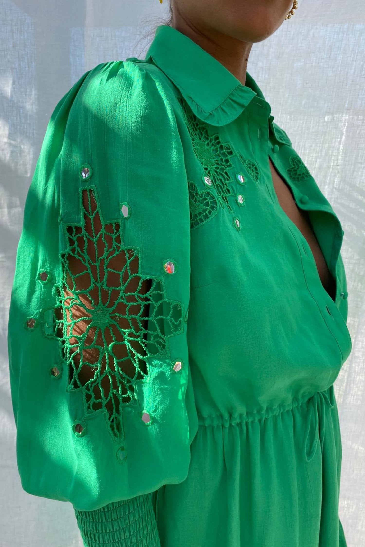 Emerald Broderie Mini Dress - nfd-demo-dev