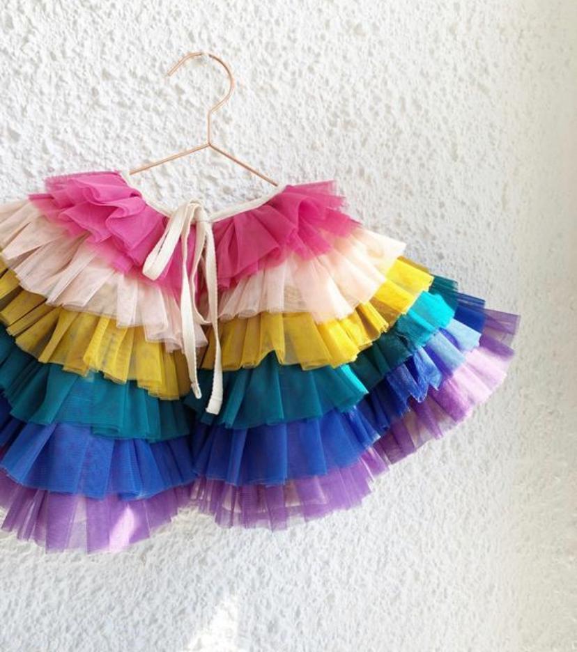 Florence and Bunny Kids Bright Rainbow Ruffle Cape - nfd-demo-dev