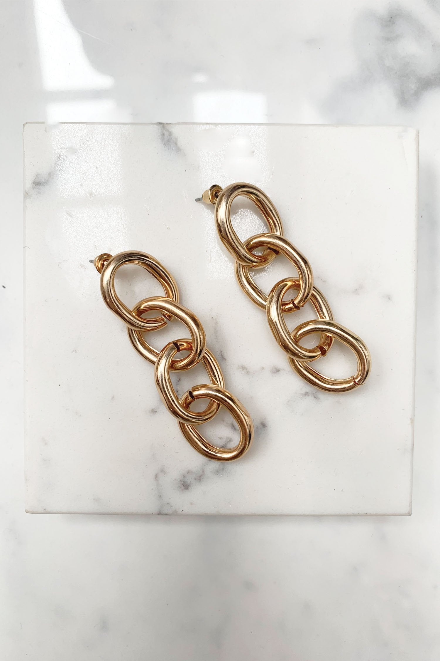 Gold Chained Dangle Earrings - nfd-demo-dev