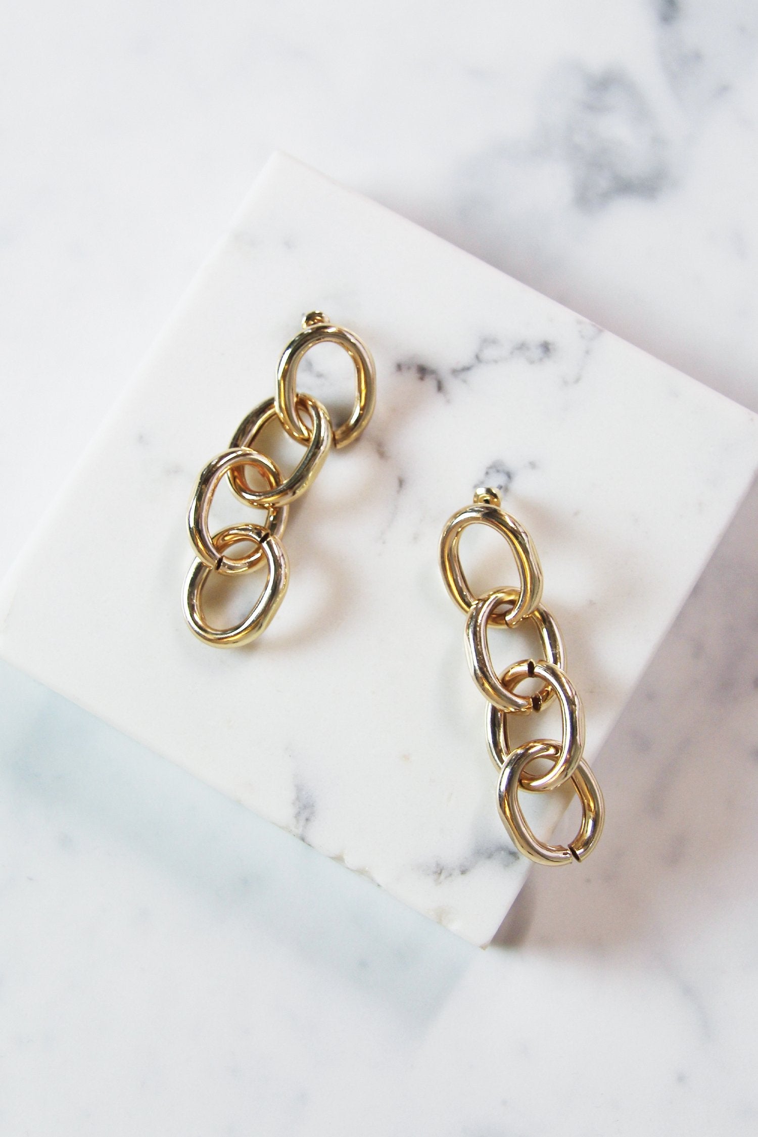 Gold Chained Dangle Earrings - nfd-demo-dev