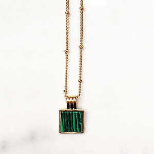 Gold Green Square Pendant - nfd-demo-dev