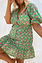 Green and Pink Cocktail Mini Dress - Curve