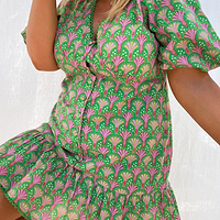 Thumbnail for Green and Pink Cocktail Mini Dress - Curve - nfd-demo-dev