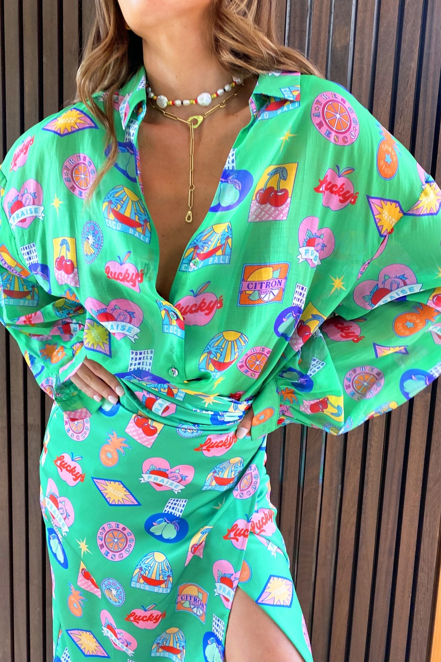 Green Fruit Sticker Shirt - nfd-demo-dev