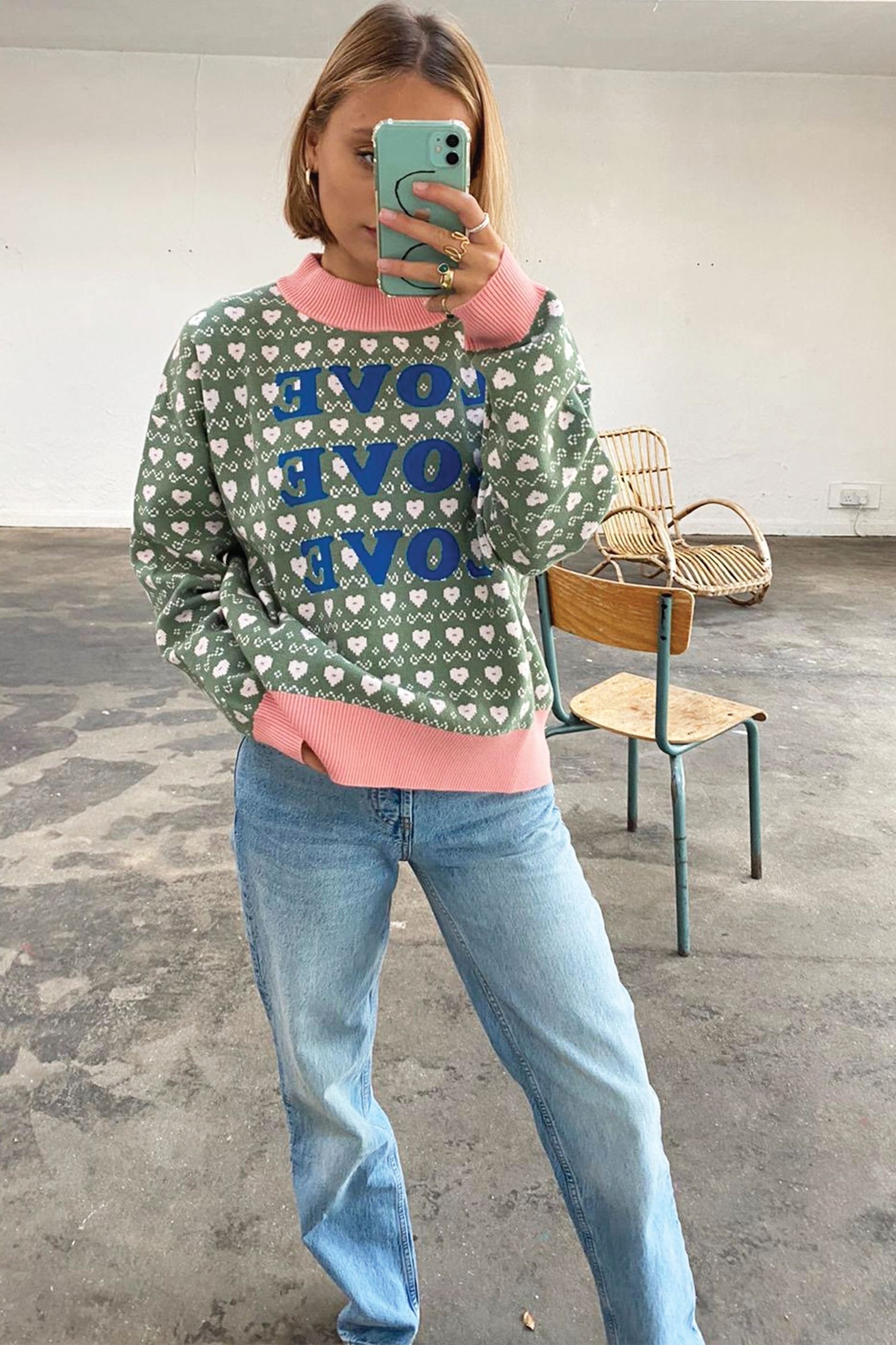 Green Hearts Love Knit Top - nfd-demo-dev