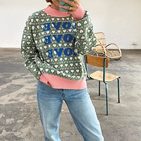 Thumbnail for Green Hearts Love Knit Top - nfd-demo-dev