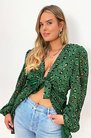 Thumbnail for Green Leopard Mini Wrap Dress - Curve - nfd-demo-dev