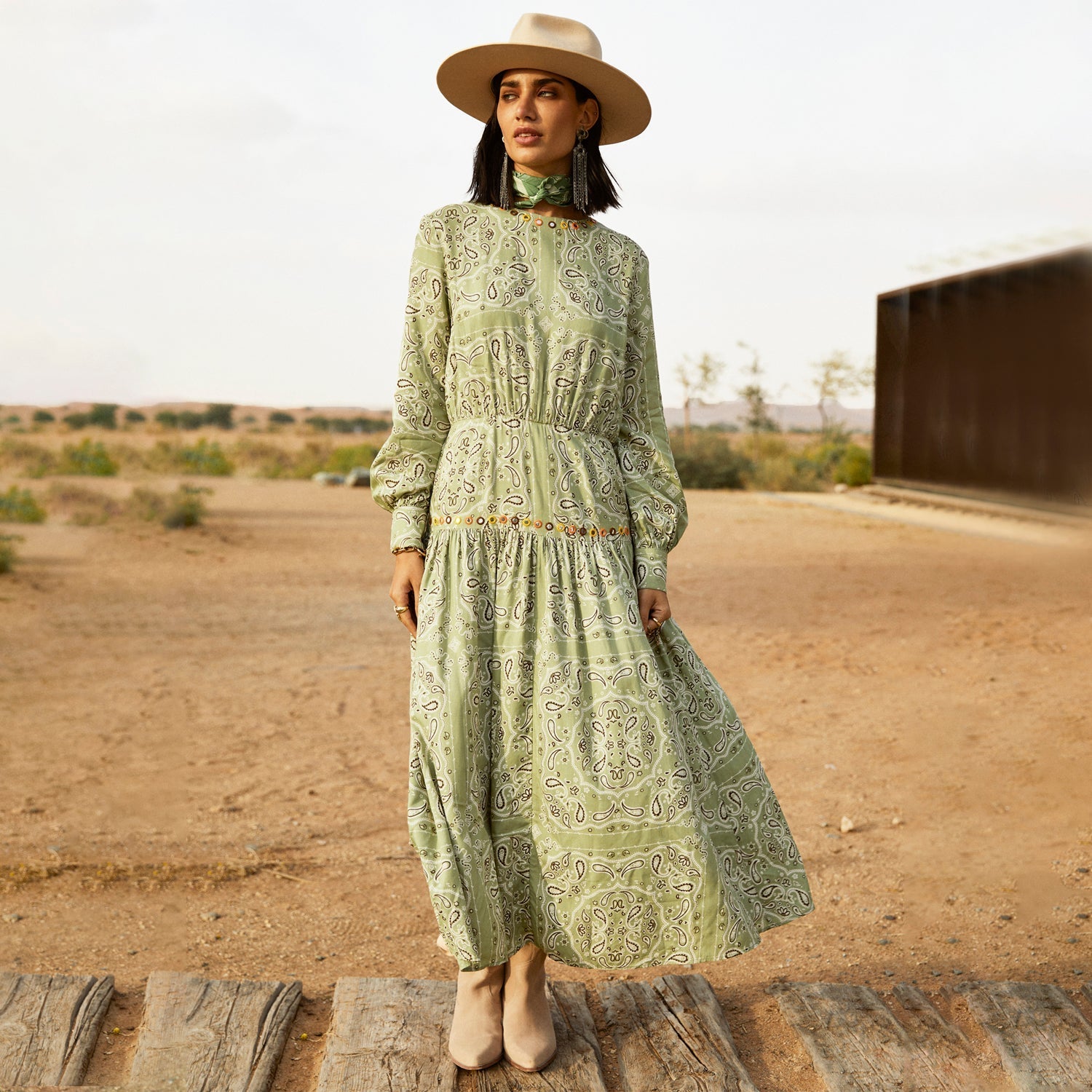 Khaki Bandana Indie Dress - nfd-demo-dev