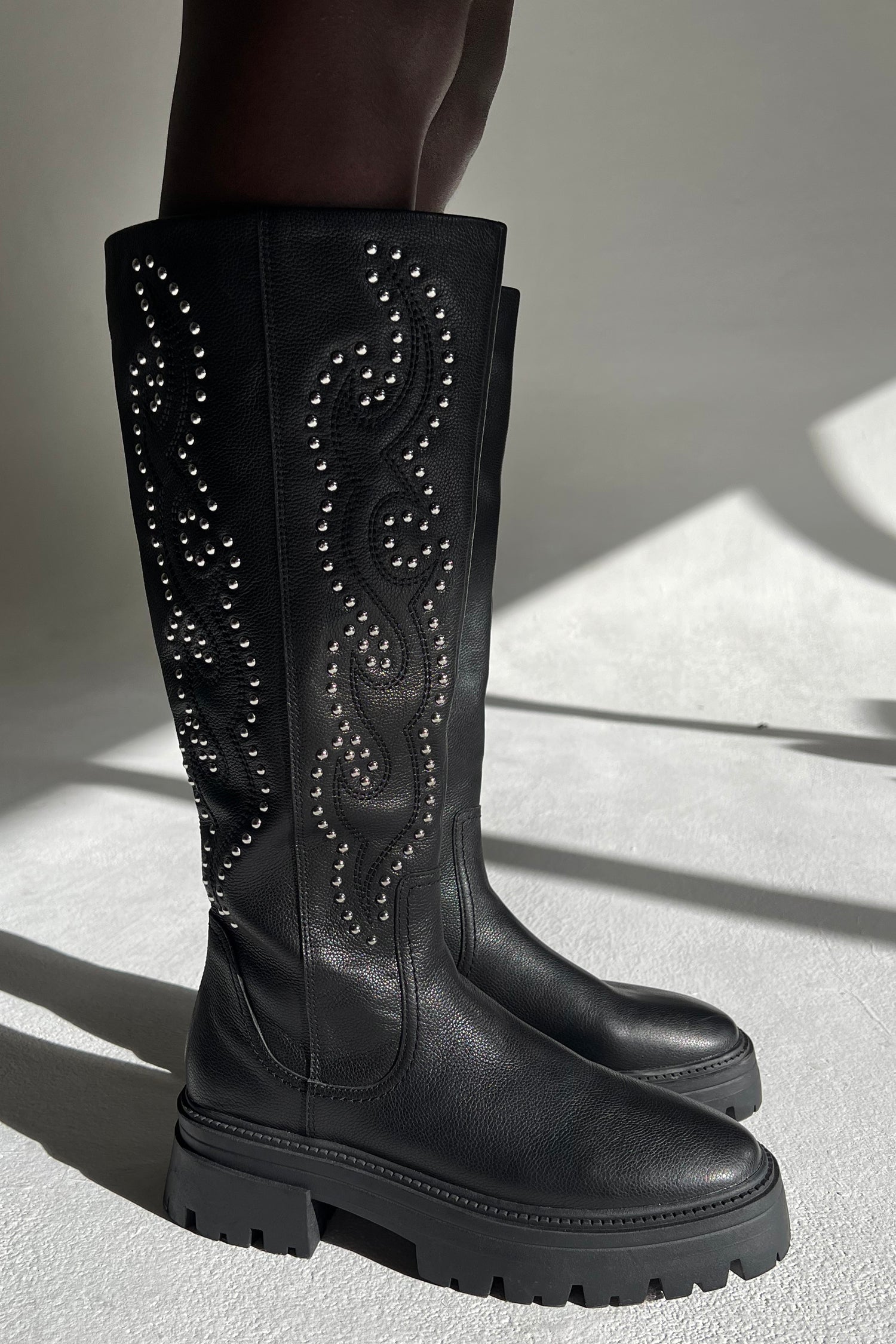 Leather Black Studded Boot - nfd-demo-dev