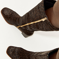 Thumbnail for Leather Chocolate Leopard Long Boot - nfd-demo-dev