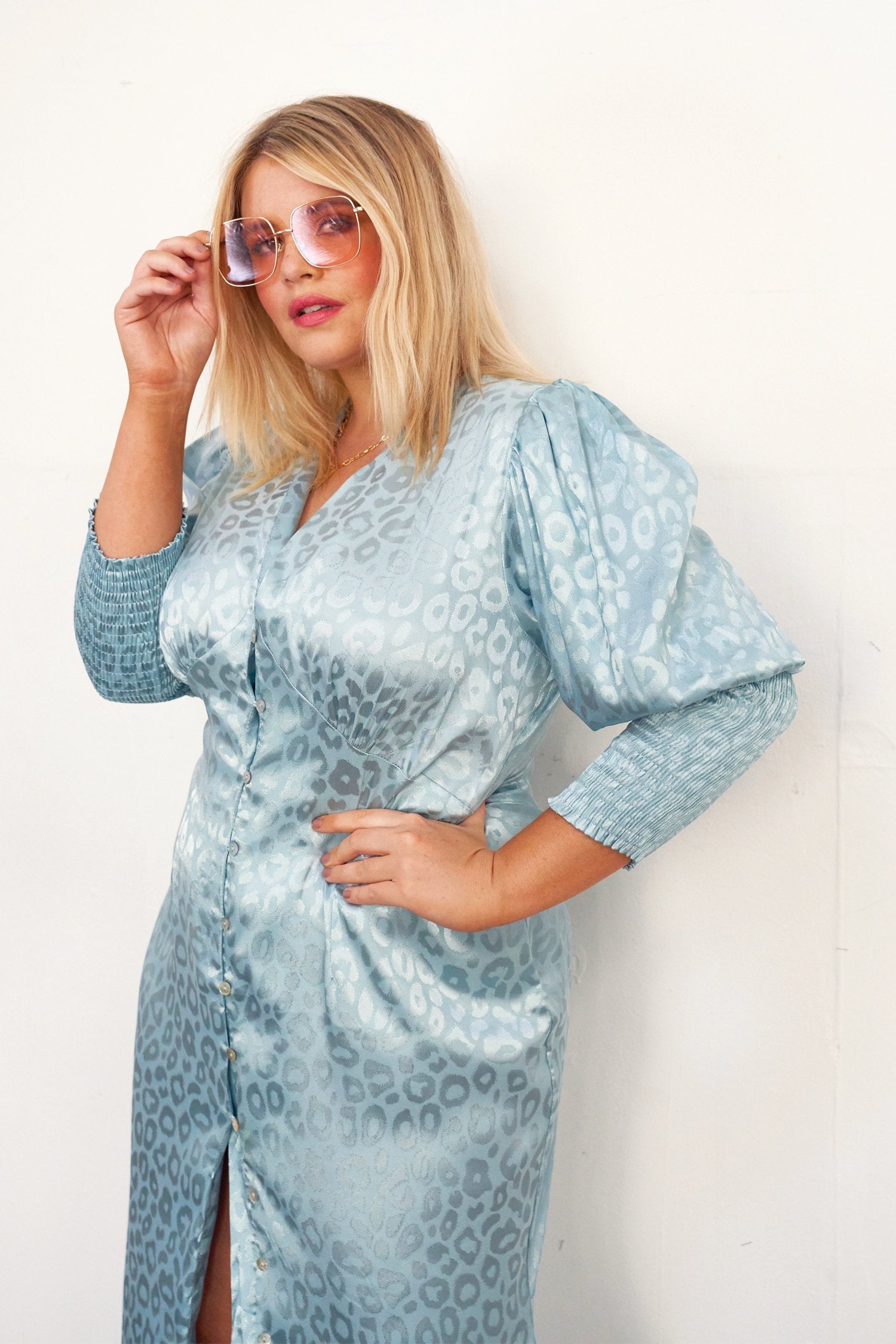 Lindos Blue Leopard Dress - Curve - nfd-demo-dev
