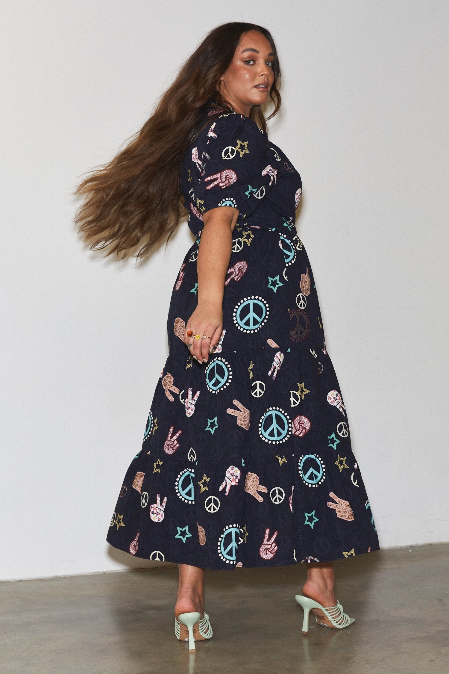 Lottie Navy Peace and Love Dress - Curve - nfd-demo-dev