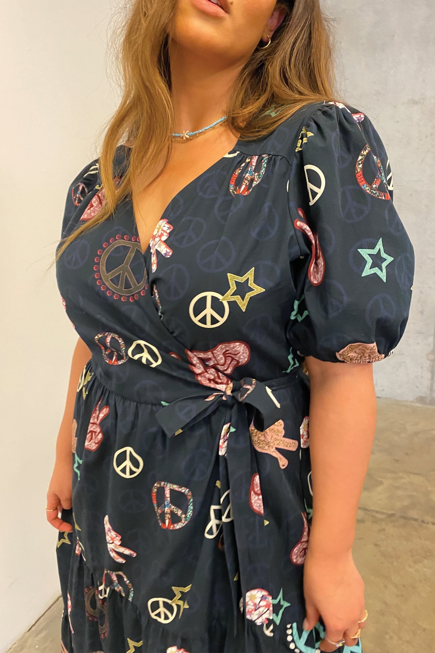 Lottie Navy Peace and Love Dress - Curve - nfd-demo-dev