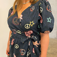 Thumbnail for Lottie Navy Peace and Love Dress - Curve - nfd-demo-dev