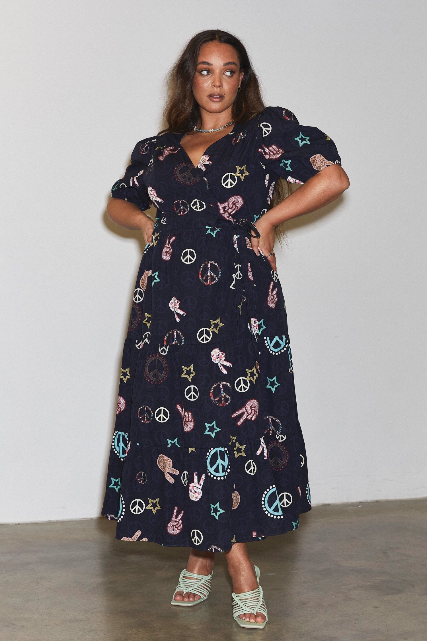 Lottie Navy Peace and Love Dress - Curve - nfd-demo-dev