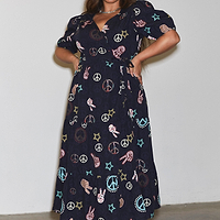 Thumbnail for Lottie Navy Peace and Love Dress - Curve - nfd-demo-dev