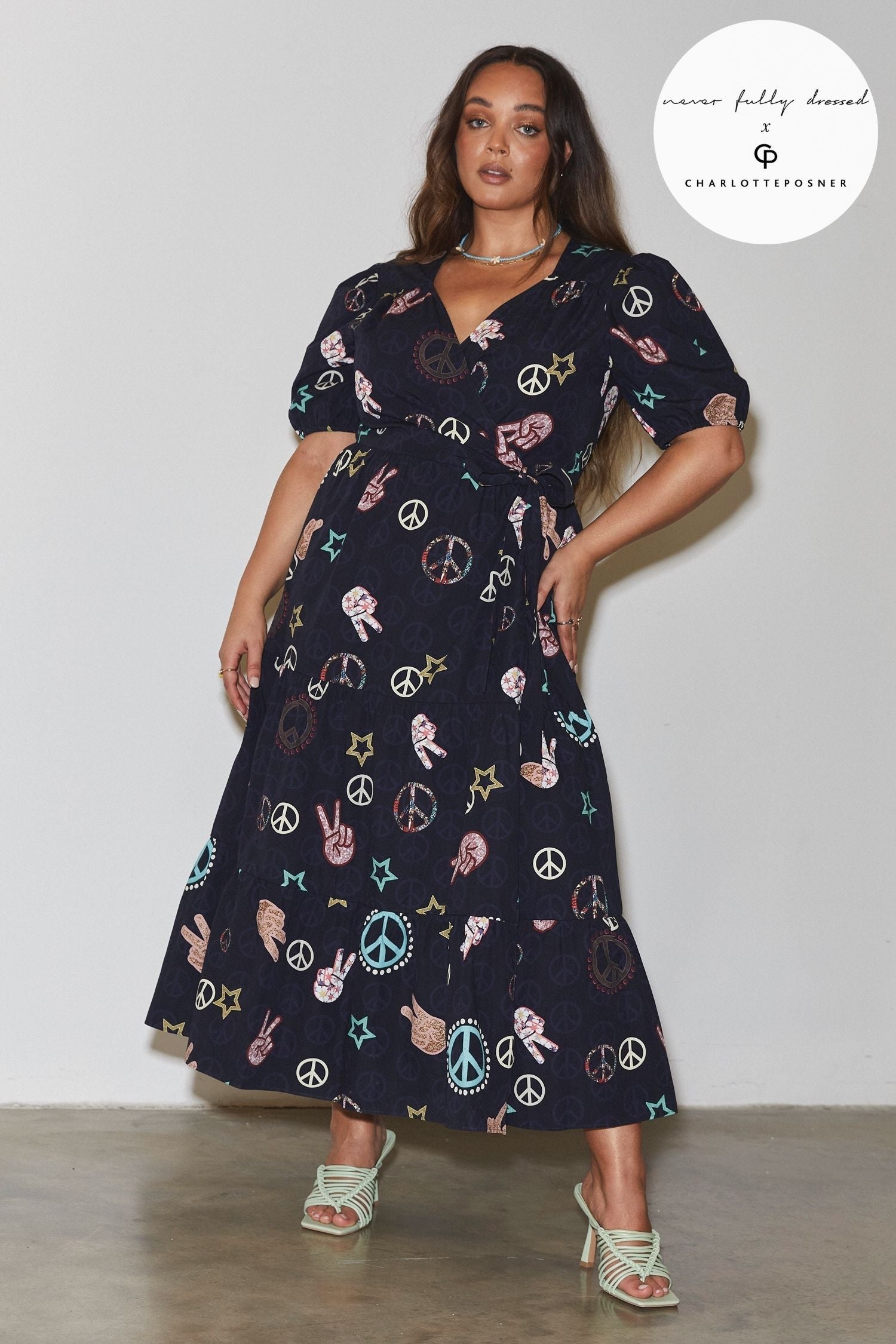 Lottie Navy Peace and Love Dress - Curve - nfd-demo-dev