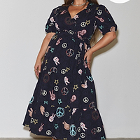 Thumbnail for Lottie Navy Peace and Love Dress - Curve - nfd-demo-dev