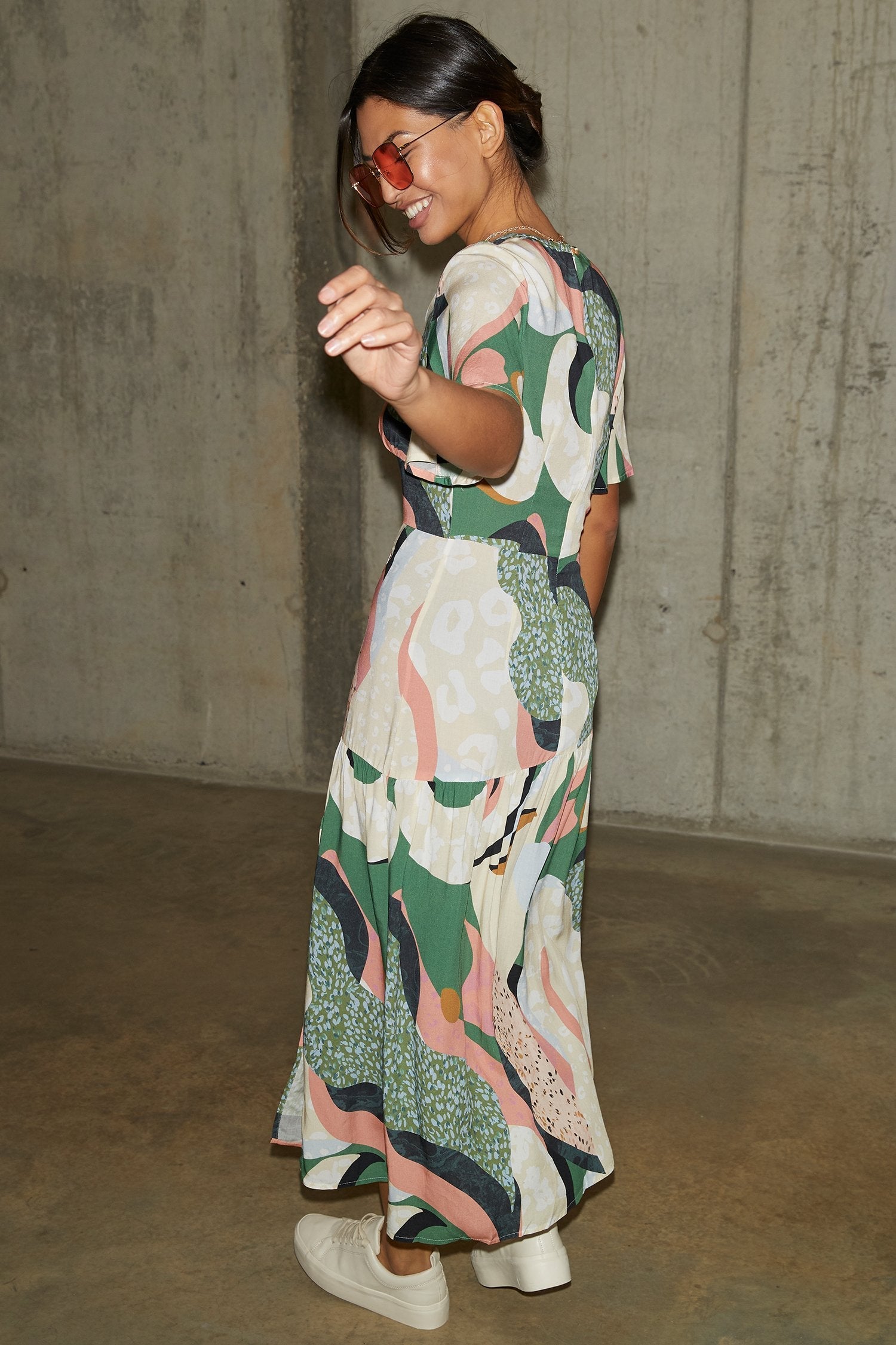 Multi Clover Viscose Midi Dress - nfd-demo-dev
