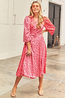 Thumbnail for Red-and-Pink-Leopard-Wrap-Dress-£89
