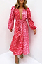 Red and Pink Leopard Wrap Dress