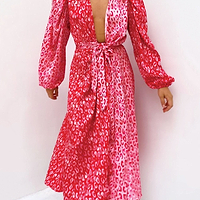 Thumbnail for Red-and-Pink-Leopard-Wrap-Dress-£89