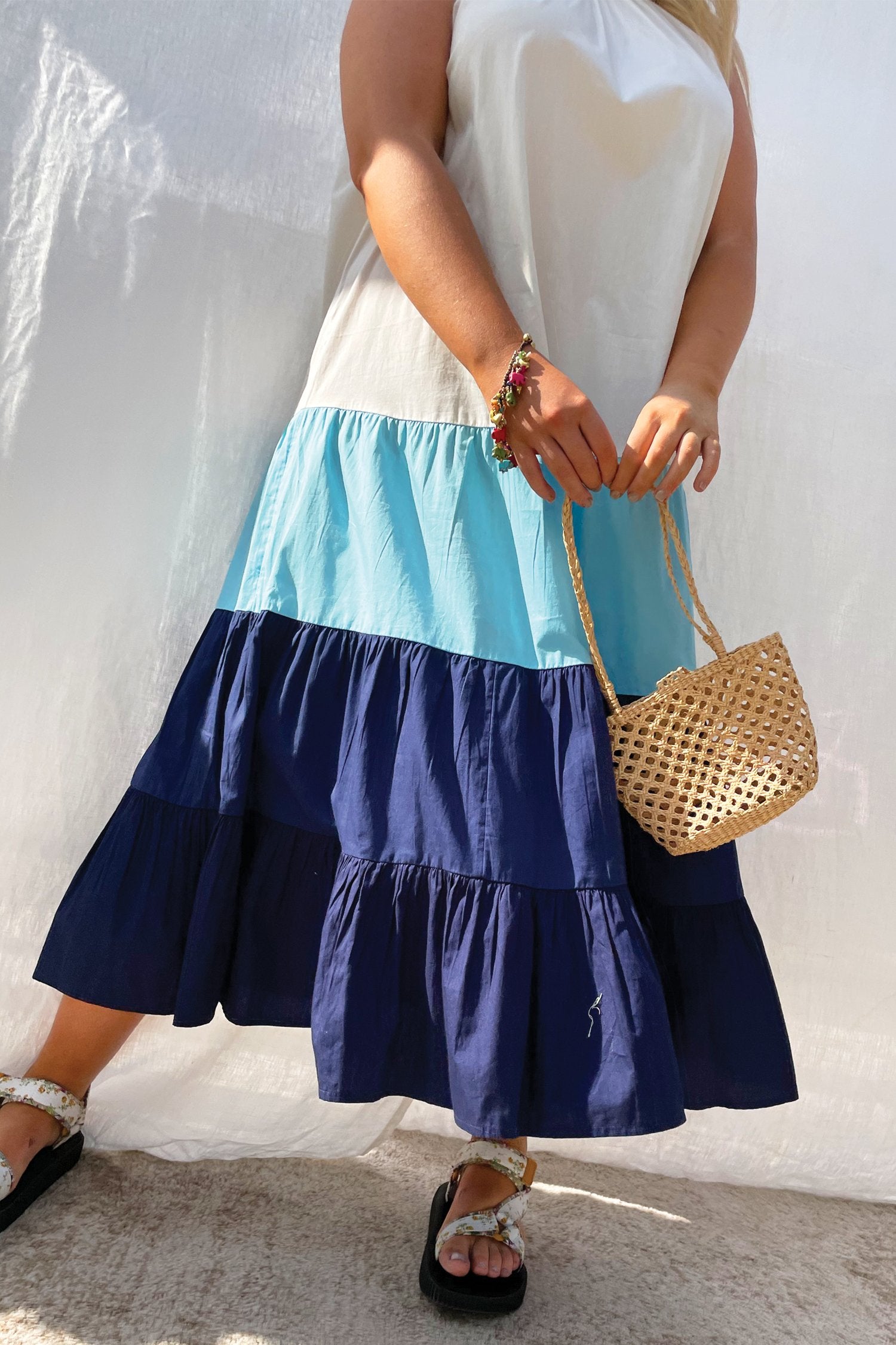 Sea-Blues-Colour-Block-Trapeze-Dress-Curve-£79