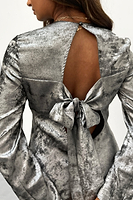 Thumbnail for Model wearing Silver Clara Midaxi Dress close up of back