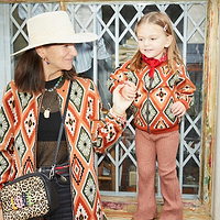 Thumbnail for Model wearing NFD Kids Diamond Bomber standing facing the camera 