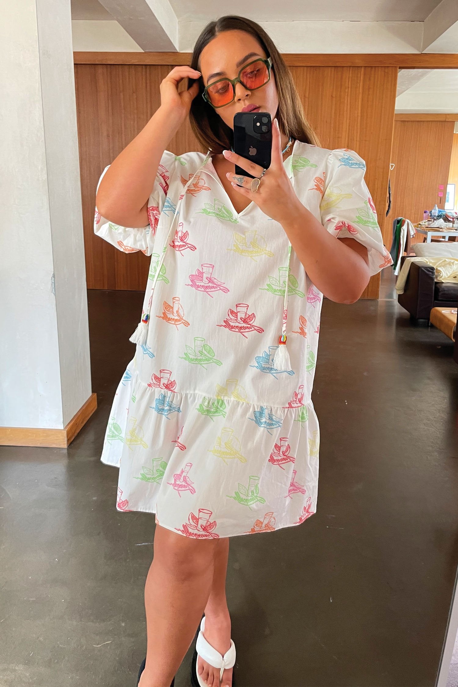 White Multi Limoncello Dress - Curve