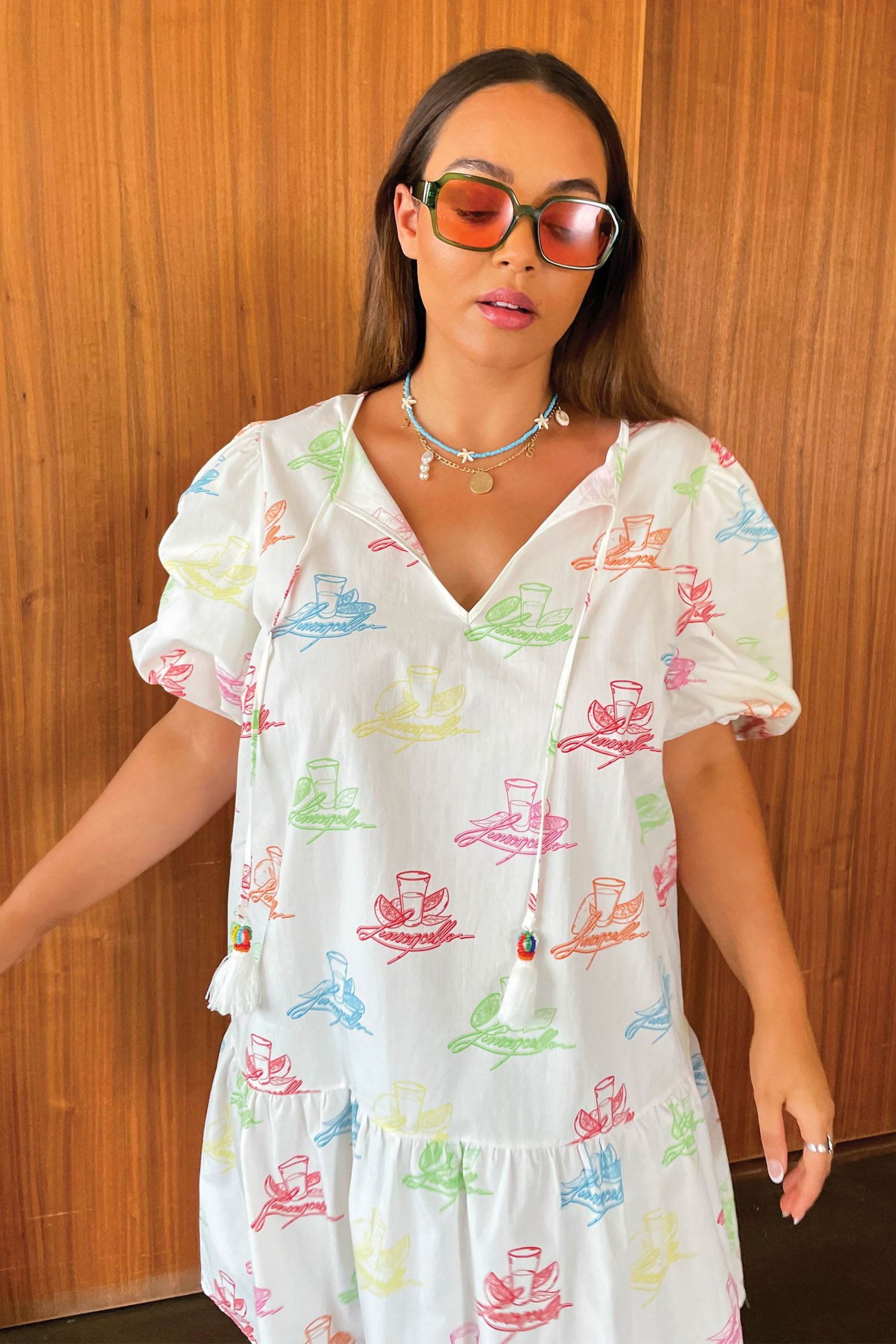 White Multi Limoncello Dress - Curve