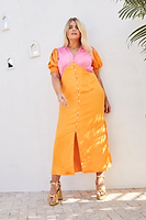 Thumbnail for Orange-Spliced-Lindos-Dress-Curve-£89
