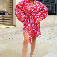 Thumbnail for Pink-Swirl-Satin-Dressing-Gown-£79